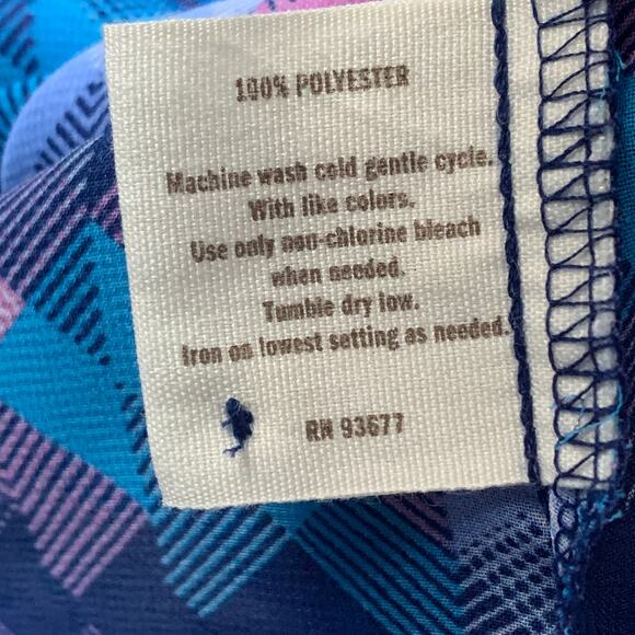 Decree Blue and Pink Abstract Blouse Tassel Tie String Long Sleeve Size Medium - Picture 10 of 15